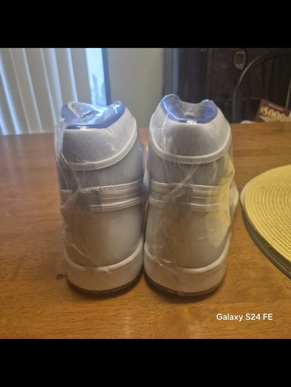 Men's Jordan White and Light Gray High-Top Sneakers with Blue Lining